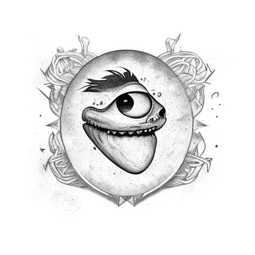 Teeth With Eyes Surrounded By Flyes Gore Abstract