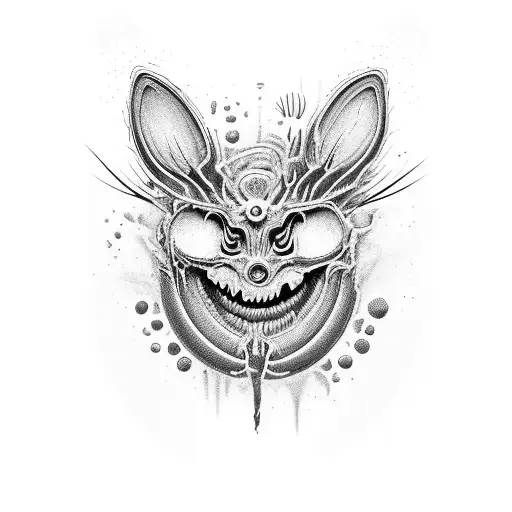 Teeth With Eyes Surrounded By Bugs Gore Abstract Techno