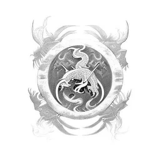 Dragon Behind Samurai With Yinyang