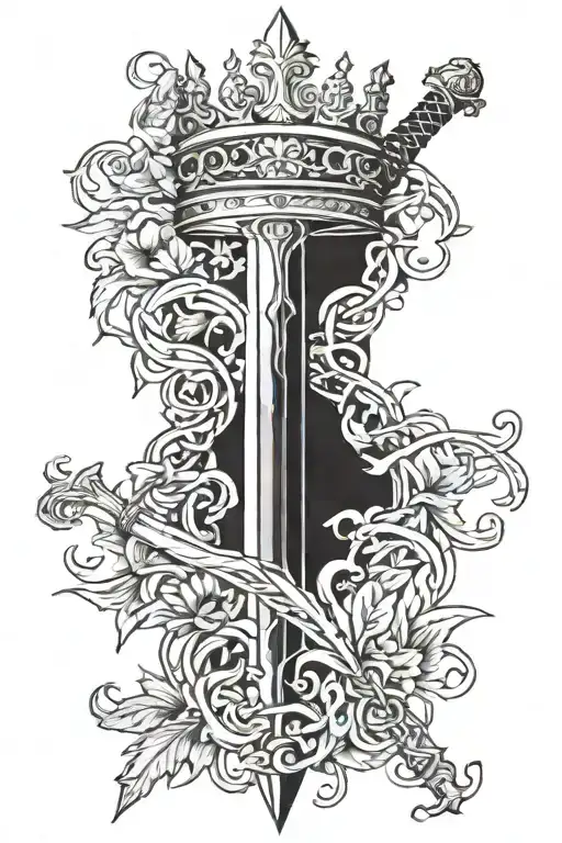 Sword With Crown Of Thrones And Vines Wrapped