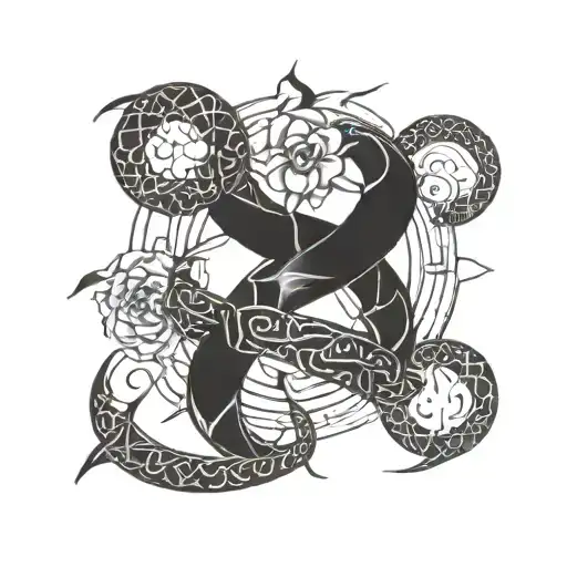 Cancer And Pices Zodiac Symbol Intertwined Within