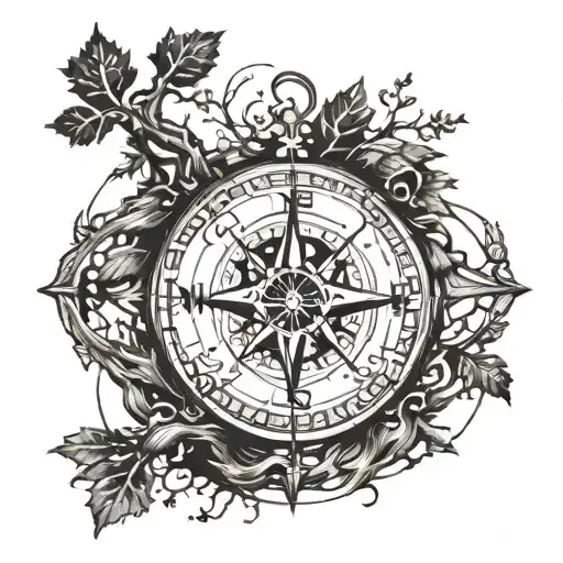 Compass And Tree Intertwined