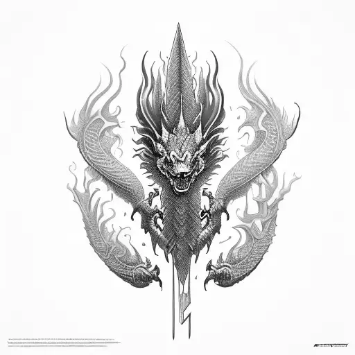 Neo Traditional Dragon With Writing