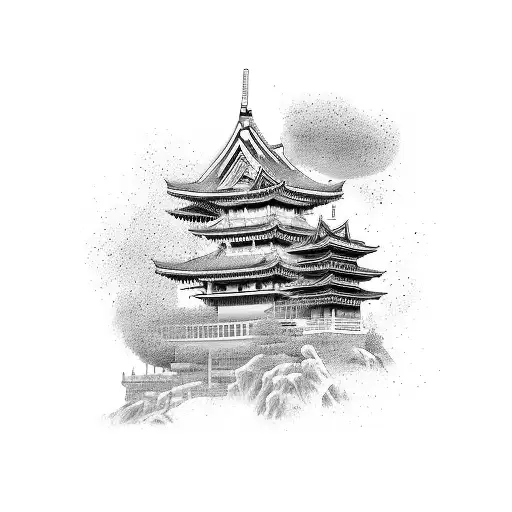 Samurai Next To A Japanese House