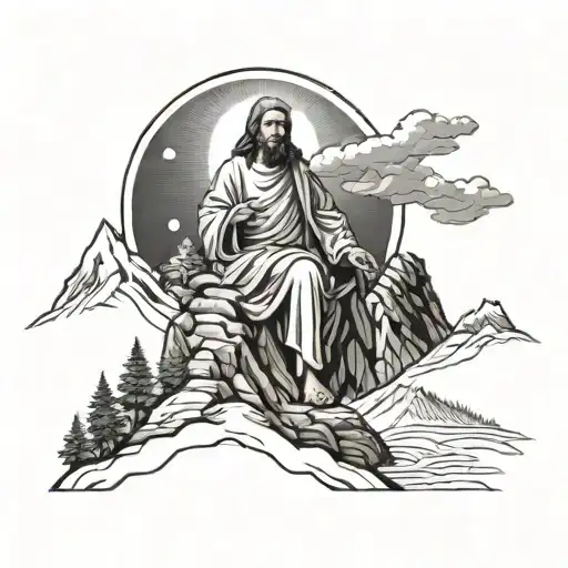 Jesus Christ Transfigurating On The Mountain Scene