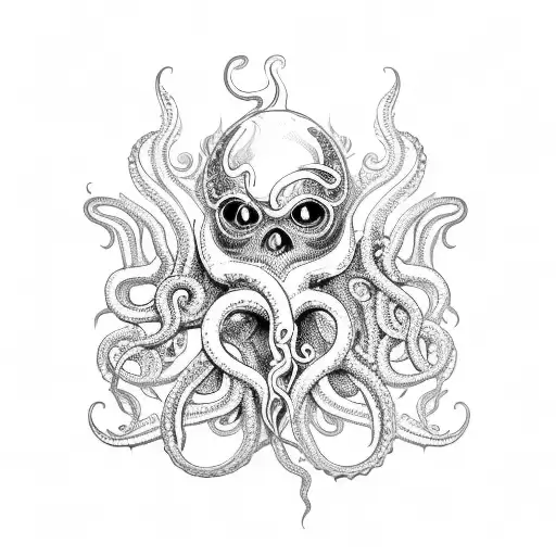 A Dagger With Two Tentacles Rounding The Blade And A Kraken Eye