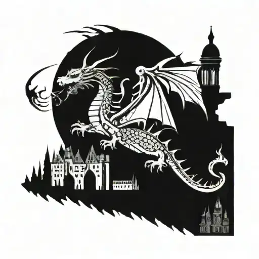 Design A Majestic Dragon Weaving Through Iconic European Landmarks