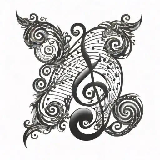 A Whimsical Music Key Intertwined With Swirls Forming