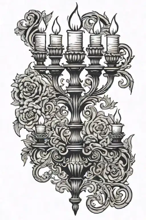 Only One Candle On Gothic Candelabra