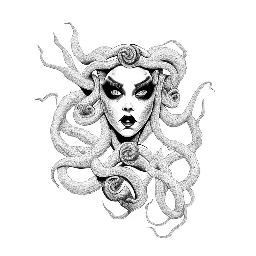 Sexy Evil Curvy Medusa With Tail