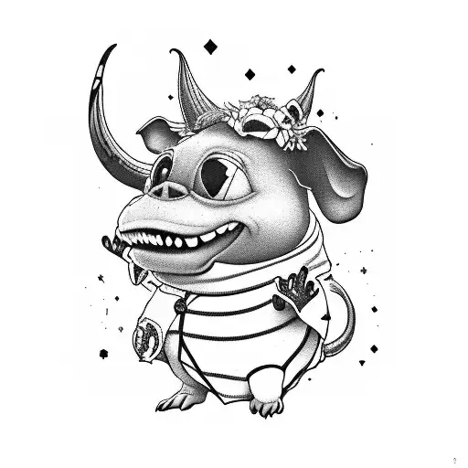 Stitch From Lilo And Stitch Dog With Cow Pattern