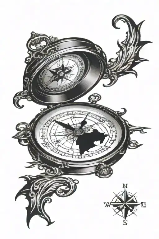Compass Clock With Crown On Top