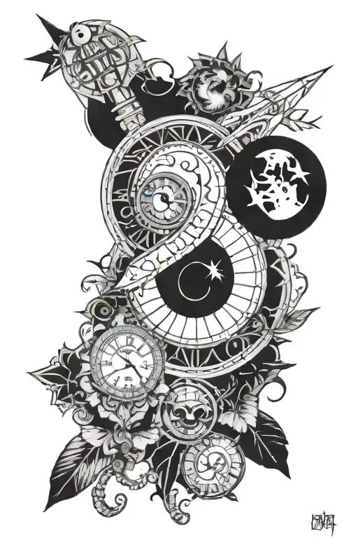 Broken Sword With Moon Phases