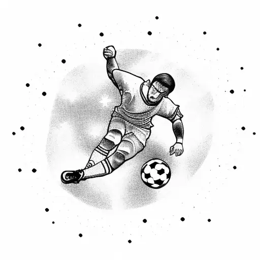 Football Player Kicking A Ball Into A Starry Sky