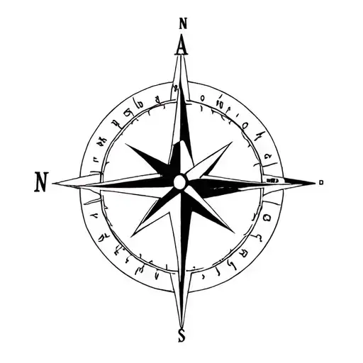 Compass One Line Art