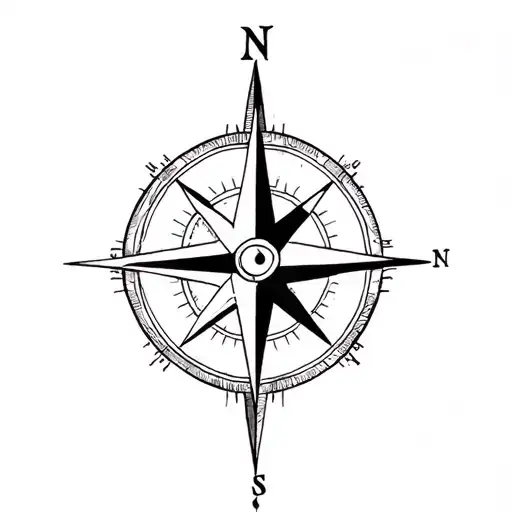 Compass One Line Art