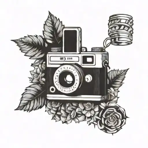 A Polaroid Camera Surrounded By A Wreath Of Vintage Car Parts