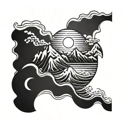 Mountain Wave Sun Shining