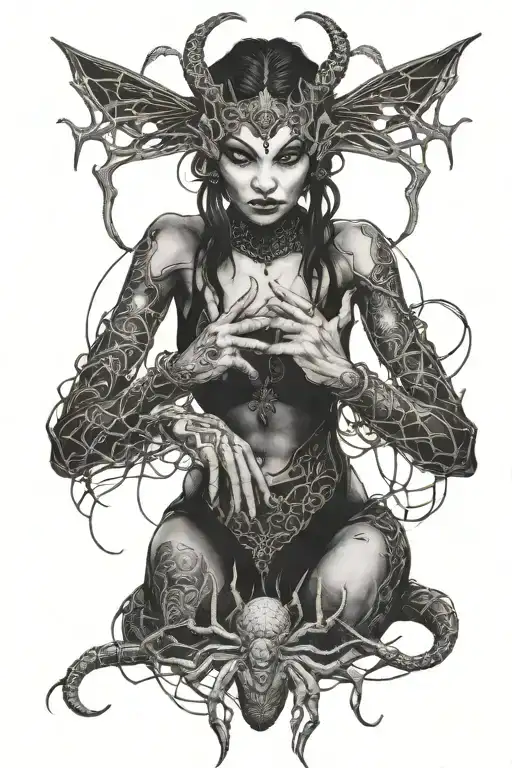 Demon Woman Playing With Spider's