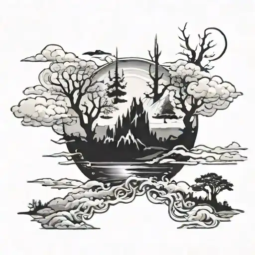 Landscape That Represents Evil And Above Divine Light Of God