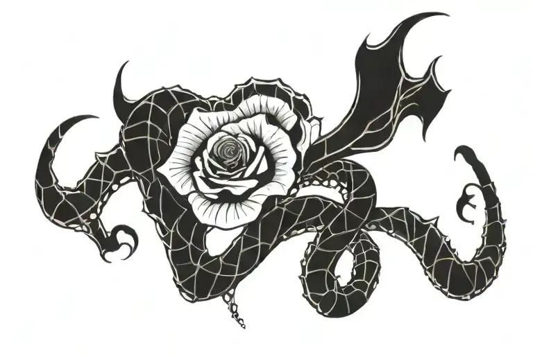 A Viper Skeleton Wrapped Around A Rose