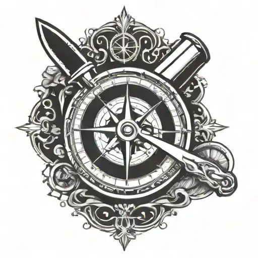 Chef Knife Sailor Compass Rose Camera Lens Surrounded