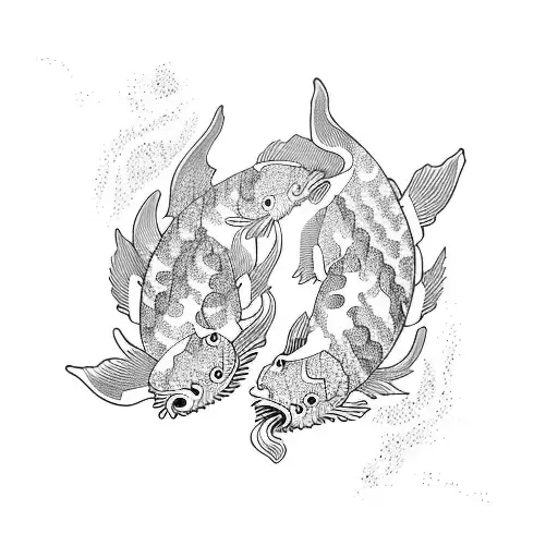 2 Koi Fish Chasing Each Other In A Circle
