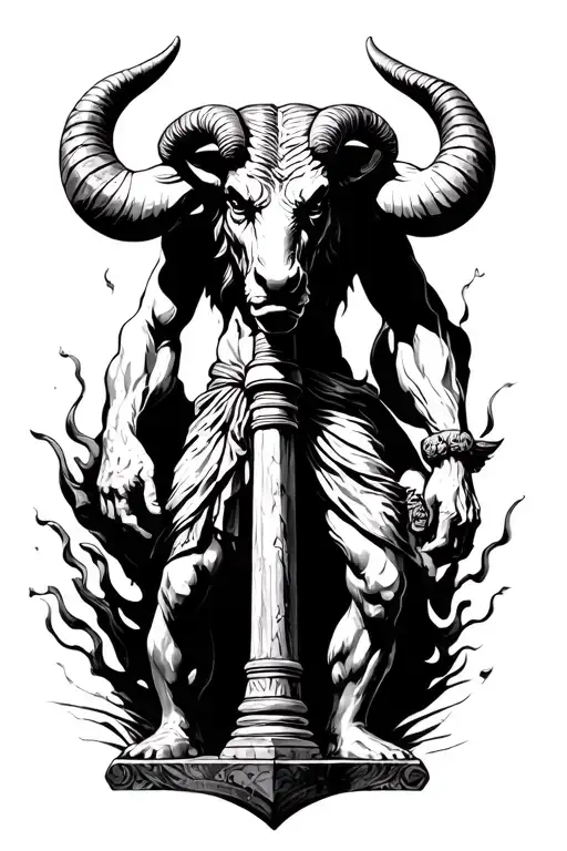 Greek Minotaur Hammer Standing Tall Amidst Sad