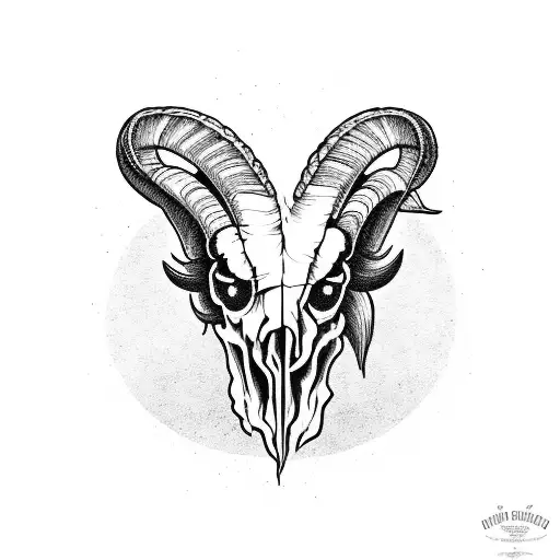 Ram Skull With Tree Growing Out Of The Eyes For My Forearm