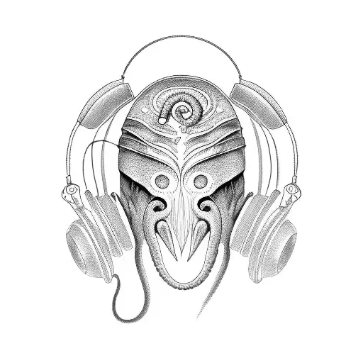 Octupus Enjoying Music On Headphones