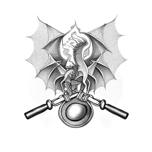 A Fierce Dragon Lifting Weights In A Gym