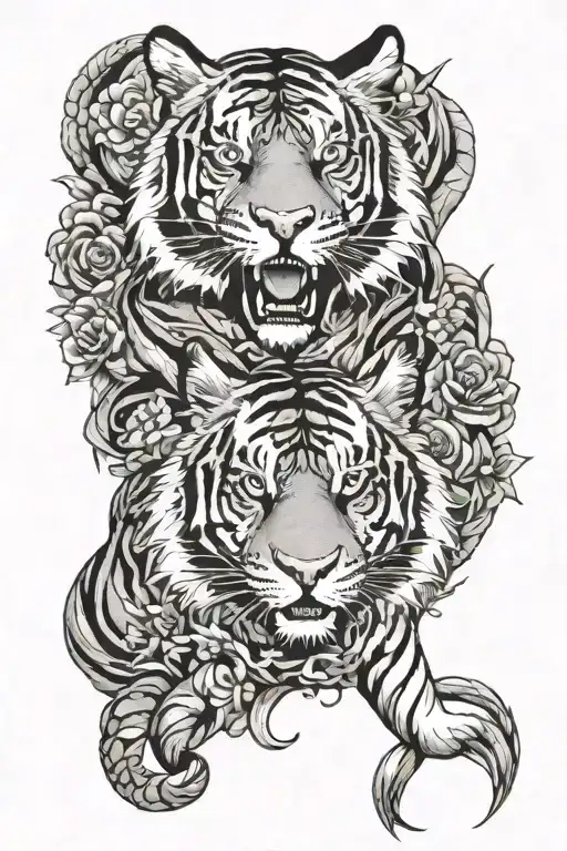 Tiger And Pisces Goddess On Forearm Sleeve