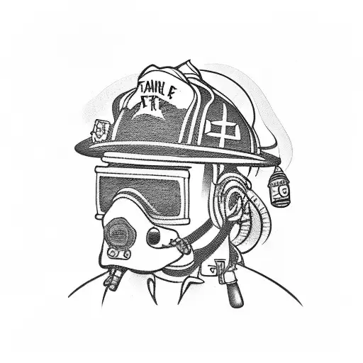 A Firefighter In Front Of A Burning House