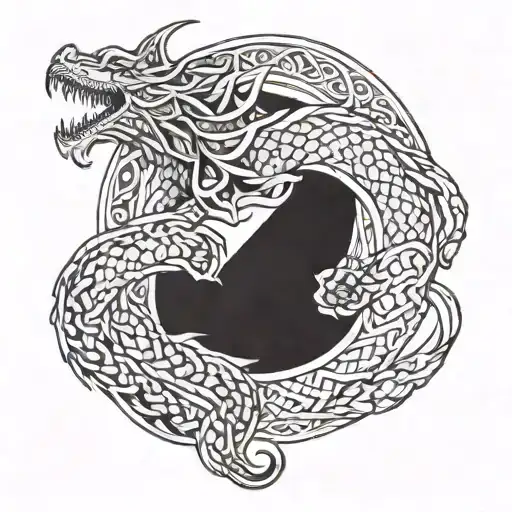 Infinity Sign Viking Dragon Thorned Rose
