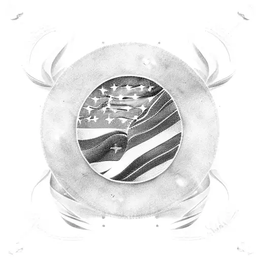 American Flag With Circle Text