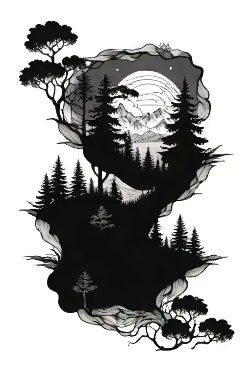 Forest Clearing With Mountains