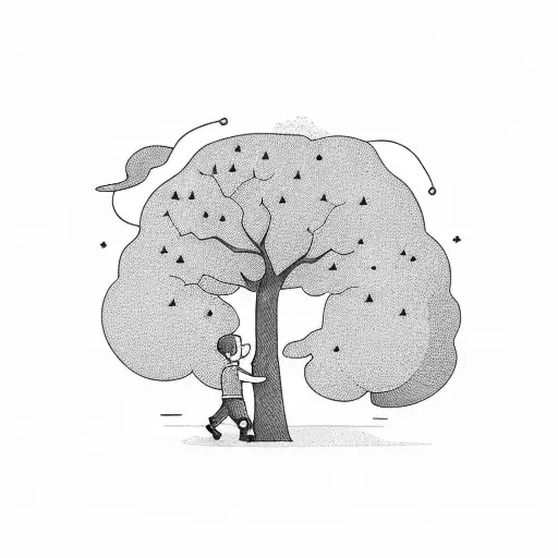 A Boy Hugging A Tree