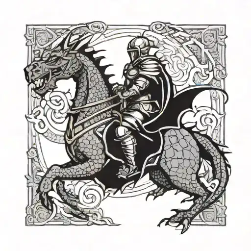 Knight Riding A Dragon Into Battle