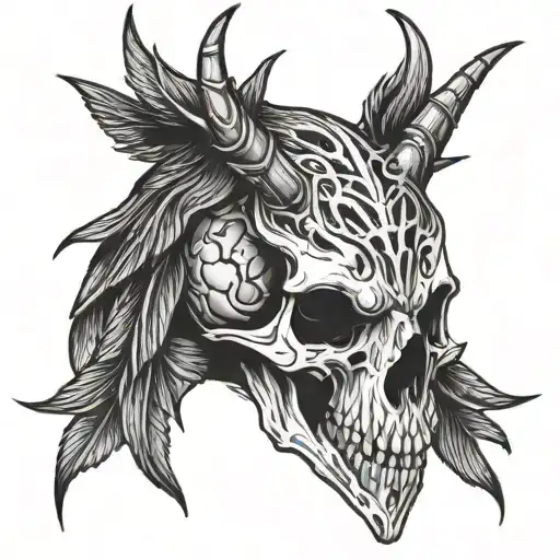 Raven Skull With Horns