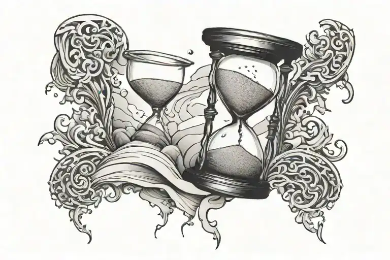 An Hourglass On Its Side With One Single Grain Of Sand In The Middle