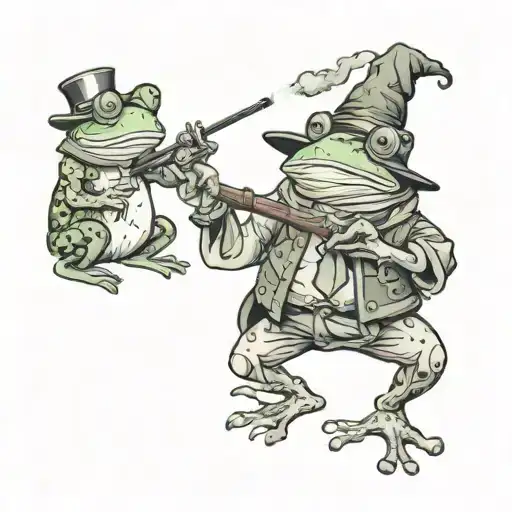 Frog Wizard And Drog Warrior Smoking A Pipe Together