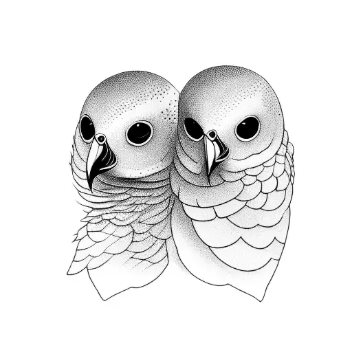 Two Birds Looking At Different Directions