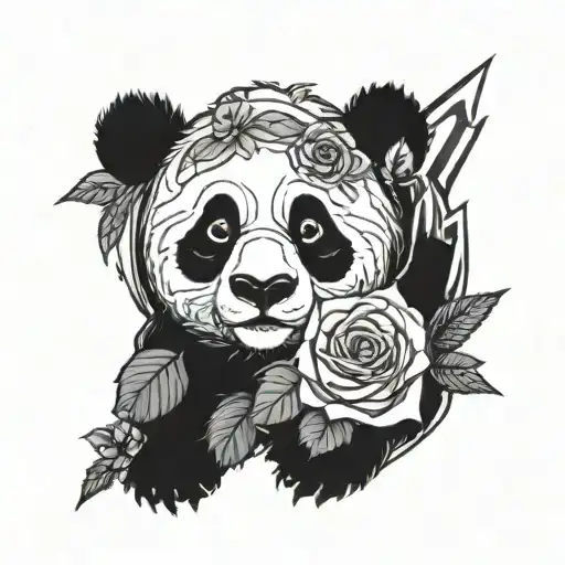 Panda In Guns And Roses Wrapped