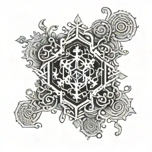 A Snowflake Made Of Money Symbols With A Musical Staff Running Through It