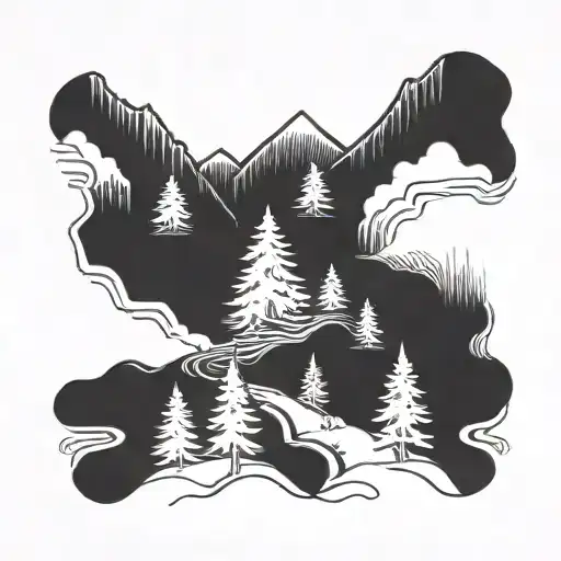 Winding Trail Mountain Scene