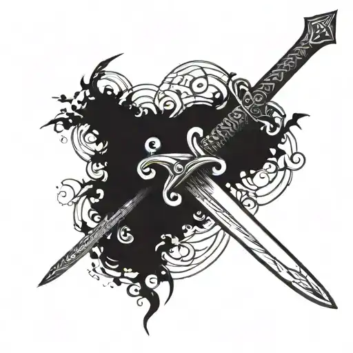 A Beautiful Sword Intertwined With Imperfect Circle