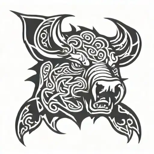 Irish Celtic Boar Head Angry Tongue