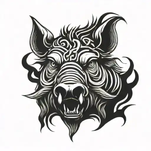 Irish Celtic Boar Head Angry Tongue