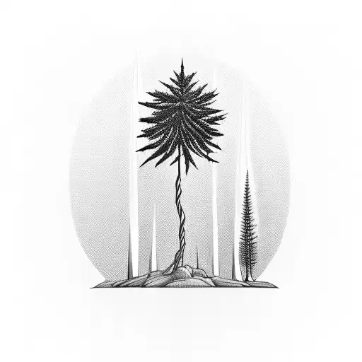 Lebanese Cedar Tree And Saudi Palm Tree