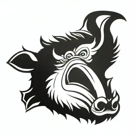 Irish Celtic Boar Head Angry Tongue